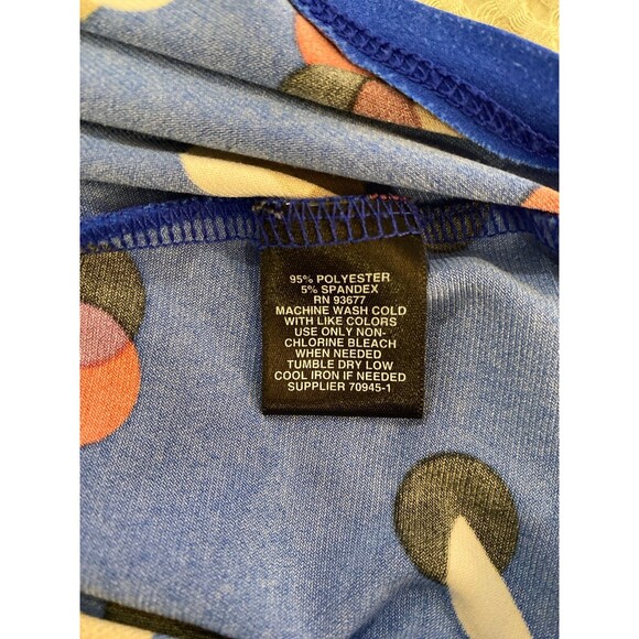 Liz Claiborne Blouse Size Large Top Blue Pattern 3/4 Sleeves Tie Neck Stretch - Picture 9 of 11